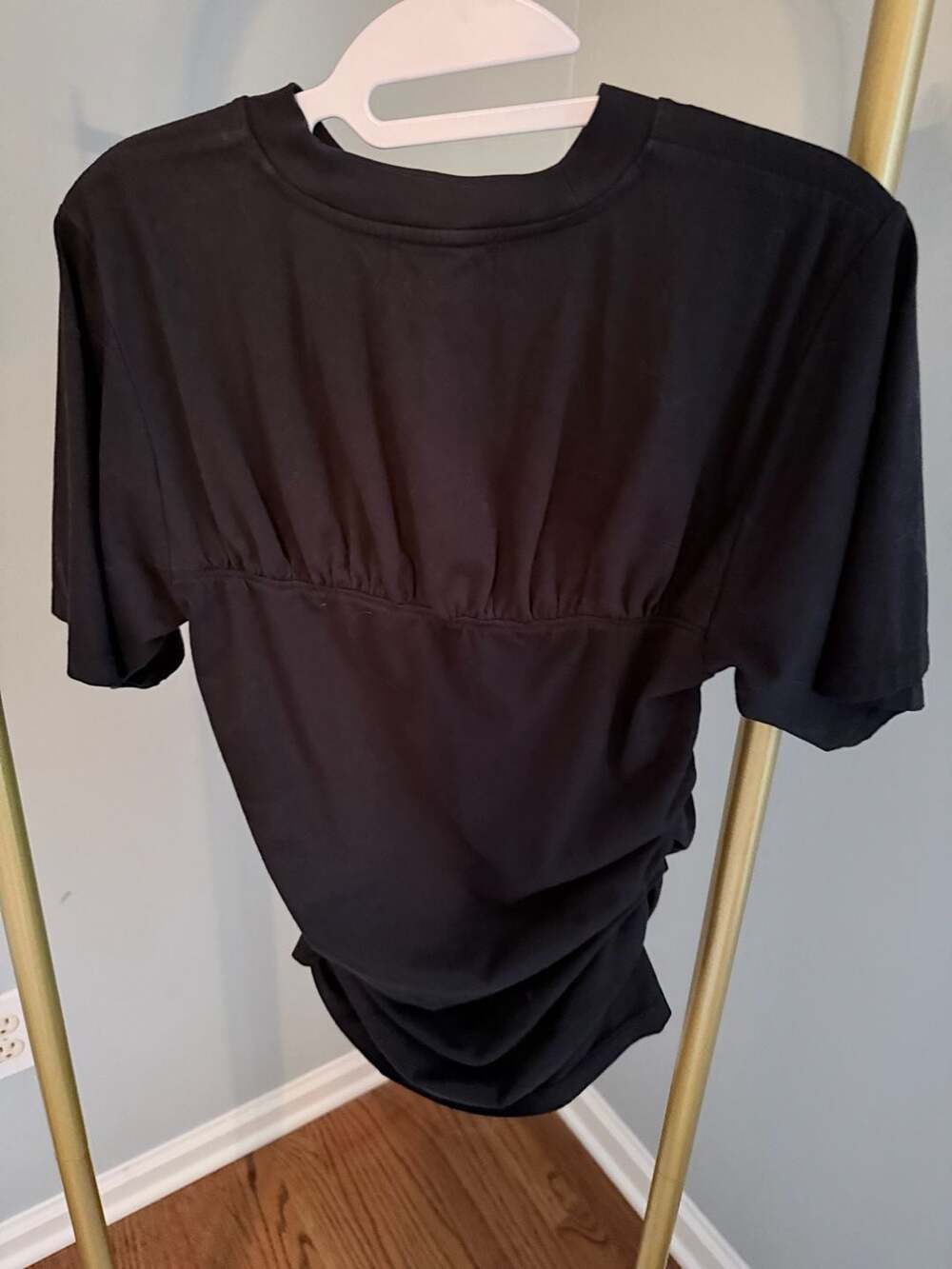 Nation Los Angeles Black Pima Cotton Ruched T-Shirt Top